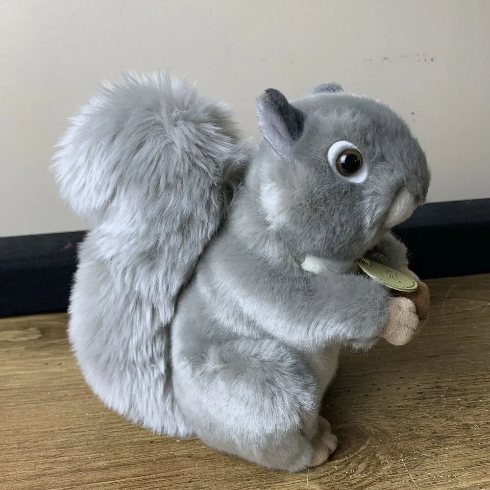 Miyoni By Aurora Grey Squirrel Plush Stuffed Animal With Acorn & Tag Soft